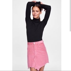 Zara Corduroy distressed hem mini skirt